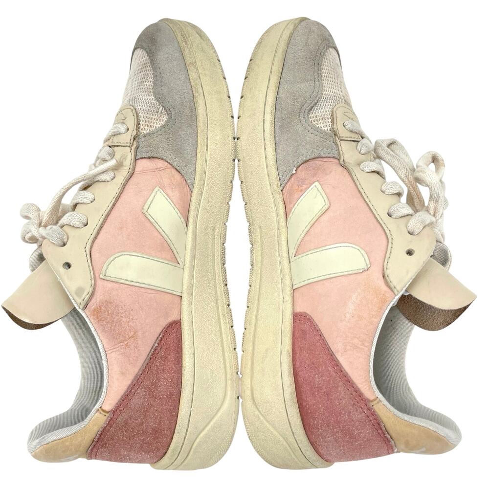 Veja V-10 Multico Colorblock Sneaker Suede Leather Pastel Pink Blue Cream Size 8 - Picture 2 of 16